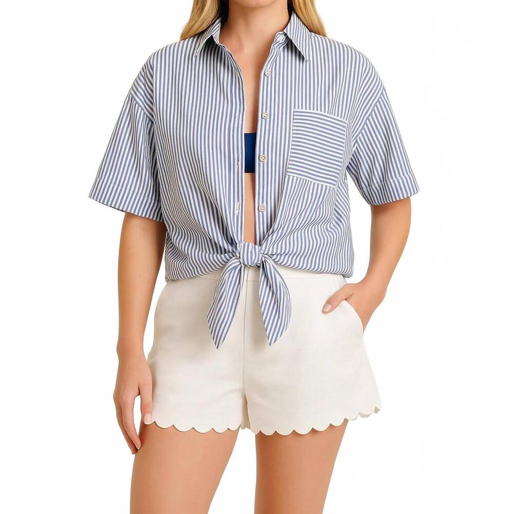 NEW IVY COAST amelia top in nautical stripe blue - Picture 2 of 3